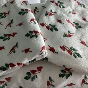 Martha Stewart Flannel Full Winter Cardinal Fitted Sheet ONLY